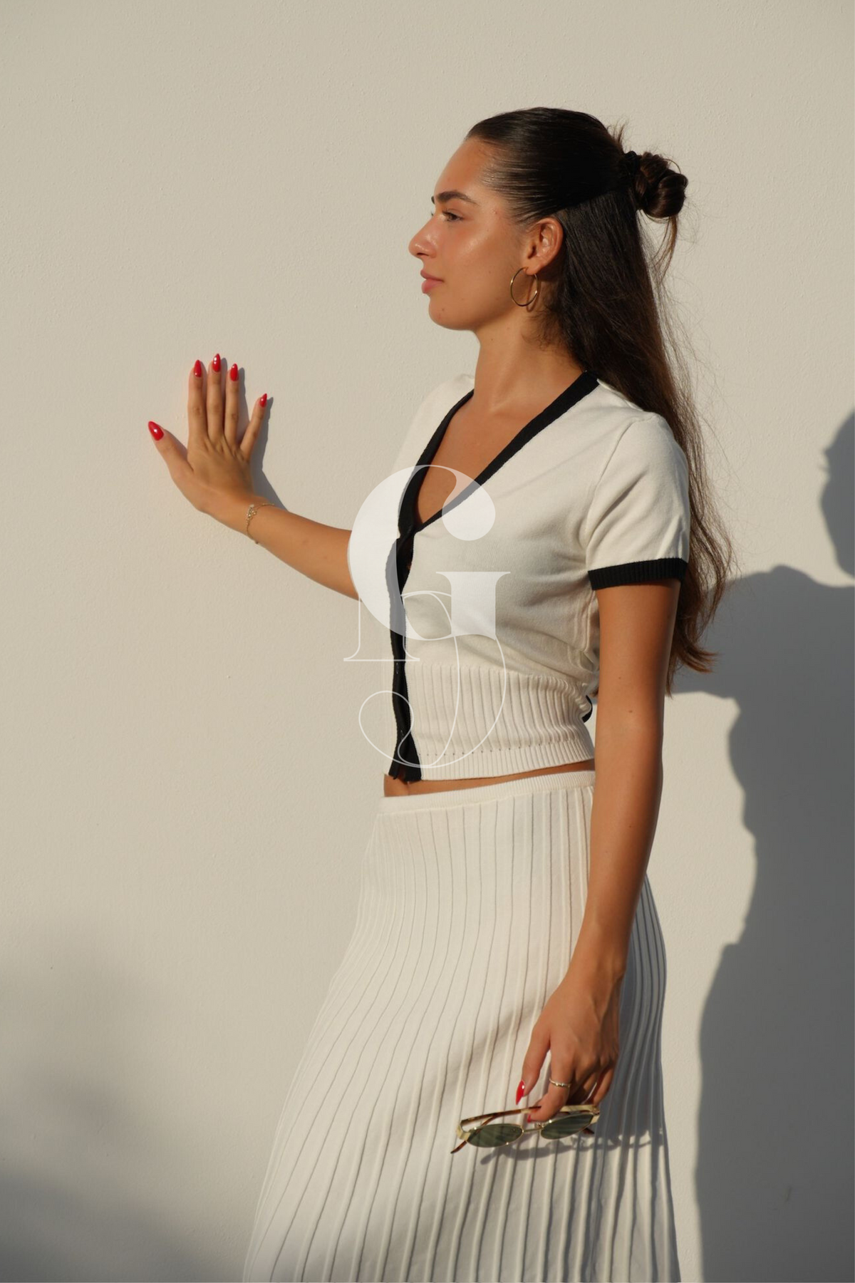 VIVIAN - Combi-set pleated skirt &amp; short-sleeved crop top