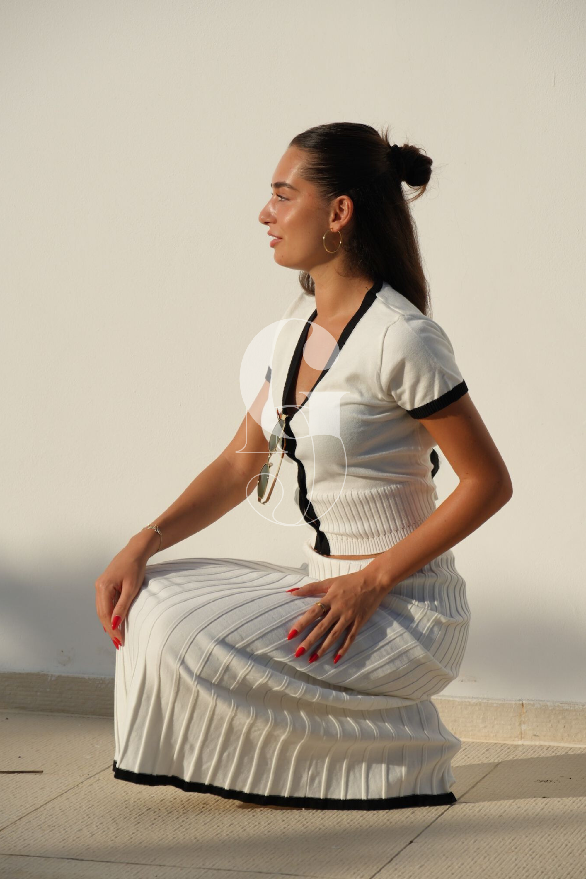 VIVIAN - Kombi-Set Plisseerock & kurzärmliges Crop Top