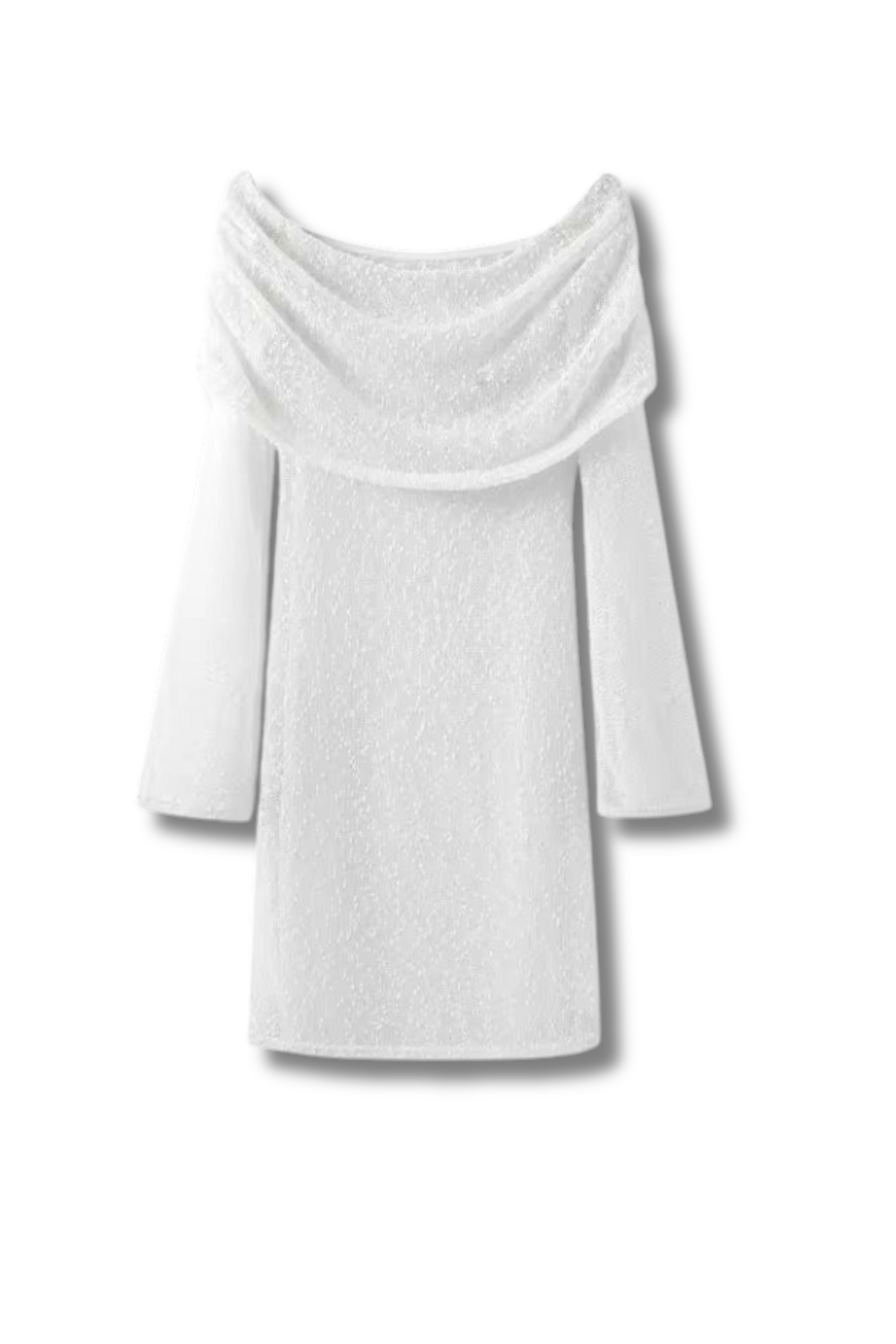 KELLY - Mini knitted dress with Carmen neckline
