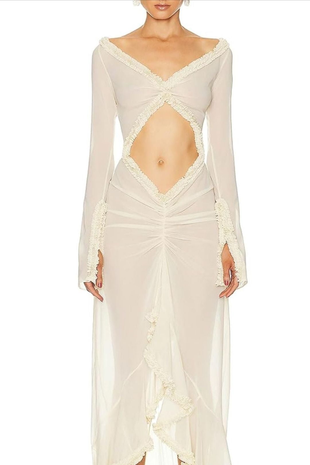 KENJE - Langarm Kleid mit Rüschendetails