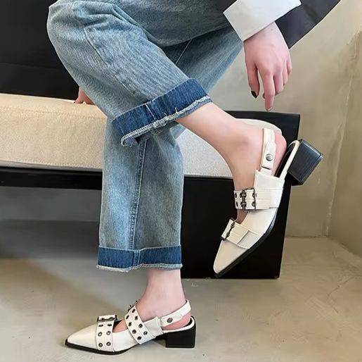 GIA - Spitze Slingback Ballerinas mit Nietendetails