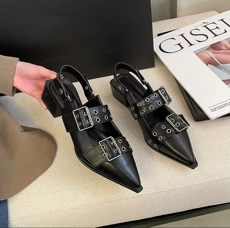 GIA - Spitze Slingback Ballerinas mit Nietendetails