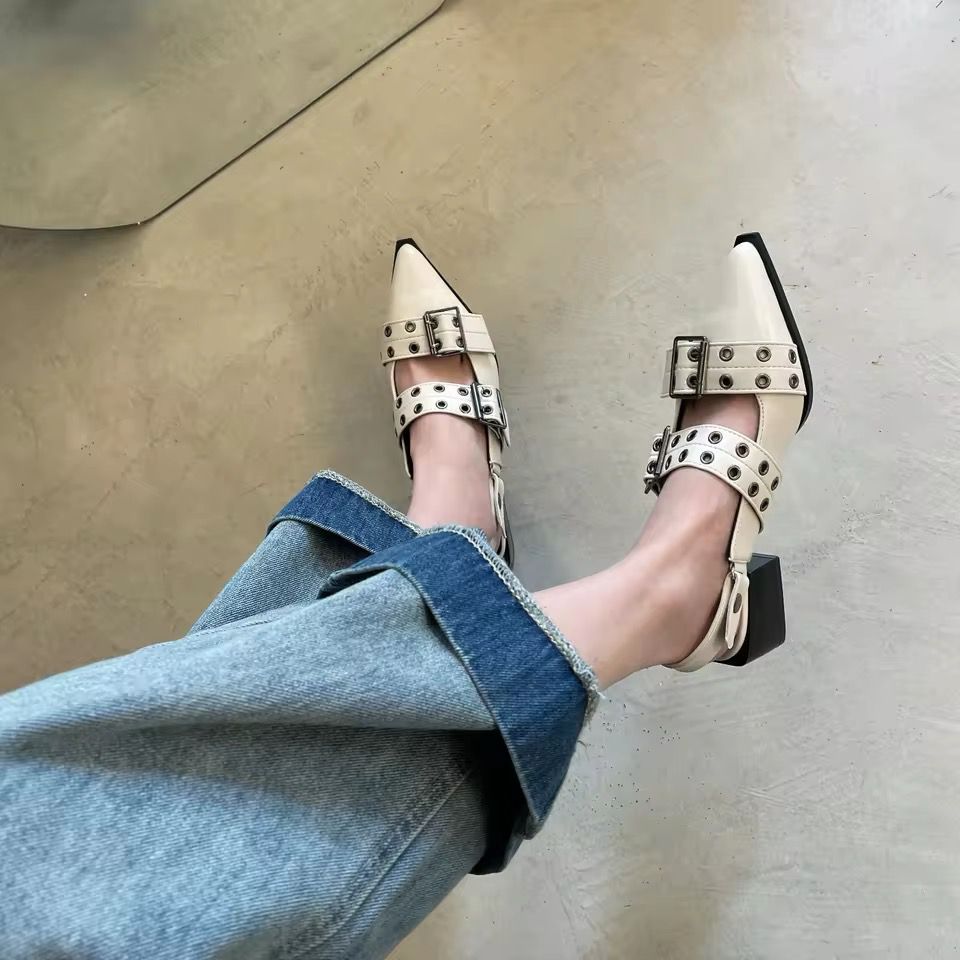 GIA - Spitze Slingback Ballerinas mit Nietendetails