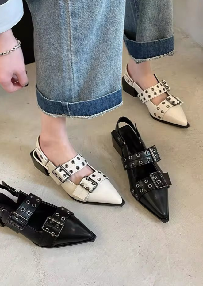 GIA - Spitze Slingback Ballerinas mit Nietendetails