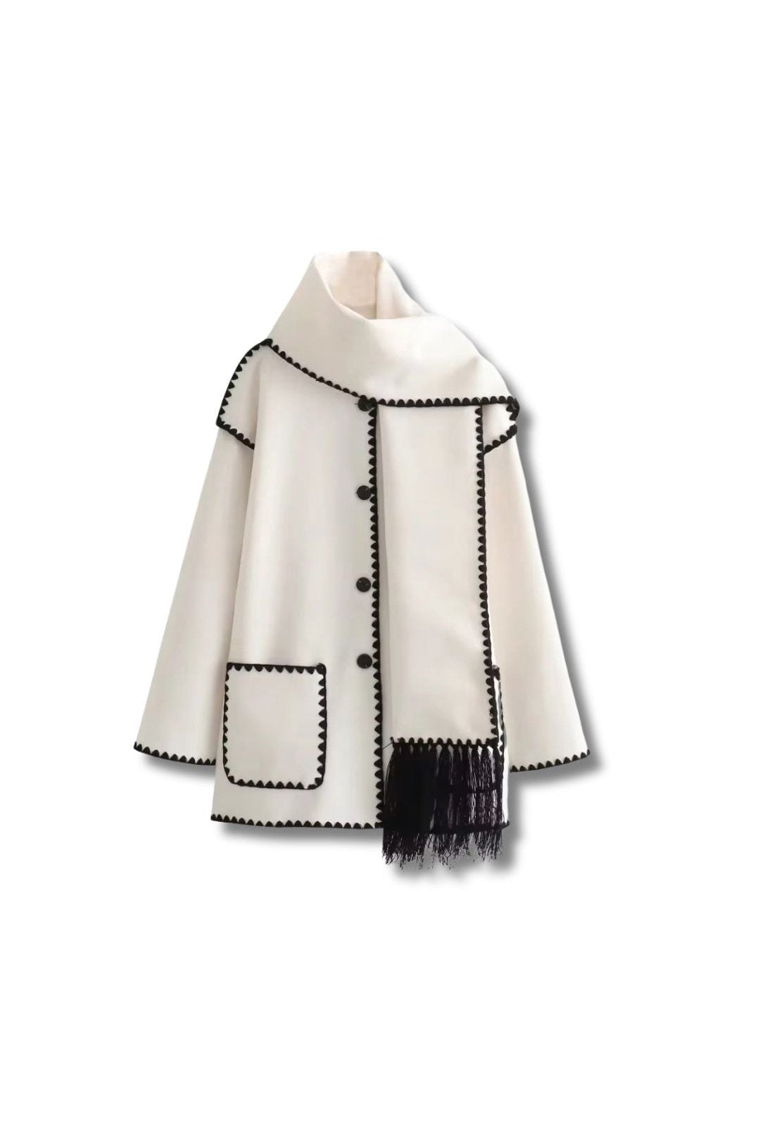 TOTEY - Kontrast Jacke mit Schal