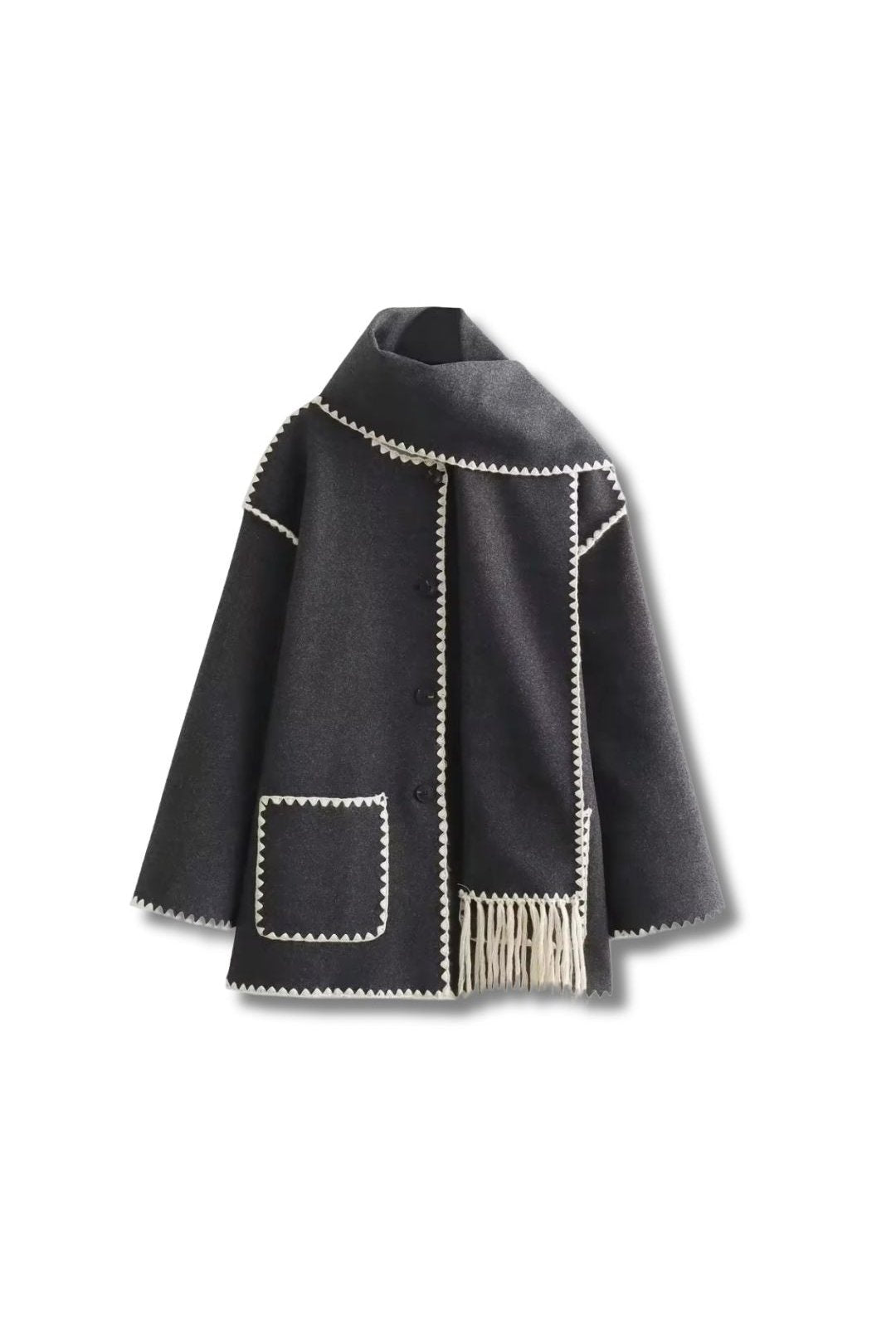 TOTEY - Kontrast Jacke mit Schal